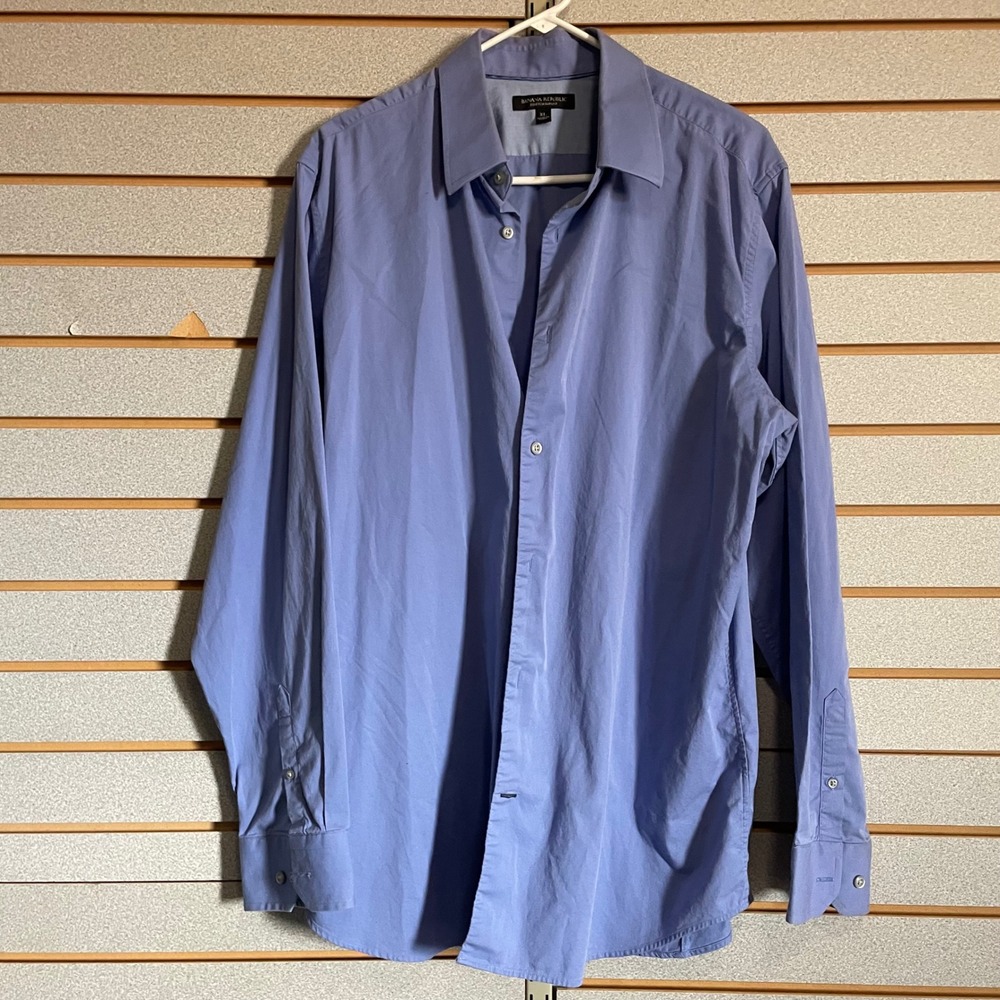 Banana Republic Mens Stretch Slim Fit Button Down Shirt XL Periwinkle Blue Solid